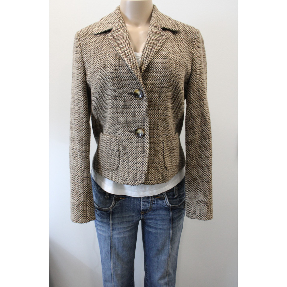 Talbots Blazer Womens Size 8 Brown 2 Button Front Wool Blend‎ Long Sleeve - Picture 4 of 13